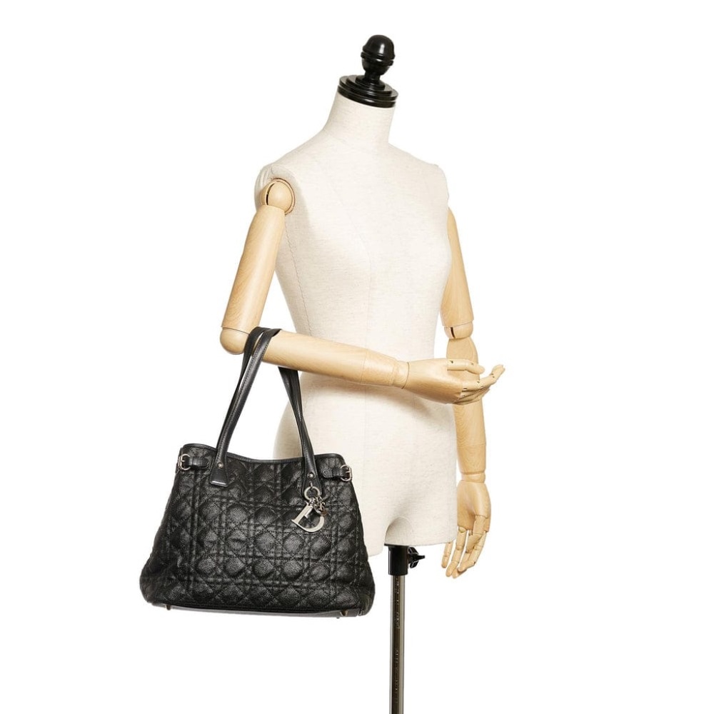 Authentic CHRISTIAN DIOR Cannage Panarea Tote Bag Black - Picture 4 of 13